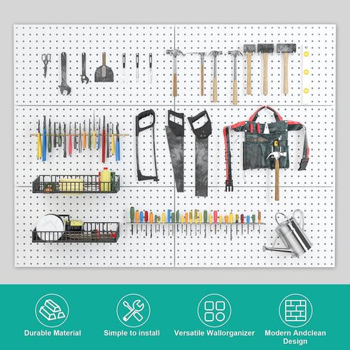 Metal Pegboard Panels, 24”×12” Pegboard Wall Organizer, 2 Pcs Large Metal Peg Board for Home, Garage Tool Storage