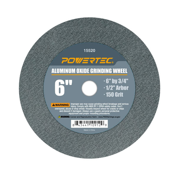 POWERTEC 15520 Bench and Pedestal Grinding Wheels, 6 Inch x 3/4 Inch, 150 Grit, 1 Pack
