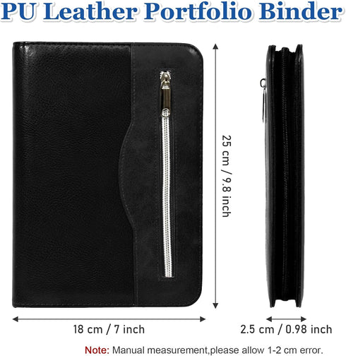 SAYEEC A5 Executive Conference Folder Business Notebook Zipped Organizer with Faux Leather