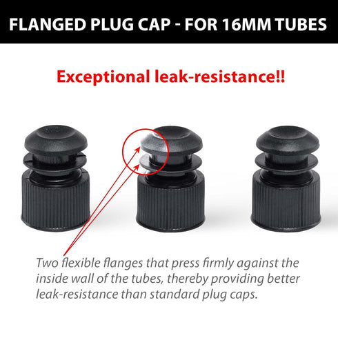 Globe Scientific 116152K Polyethylene Flange Plug Cap for Test Tubes, 16mm Size, Black (Pack of 1000)