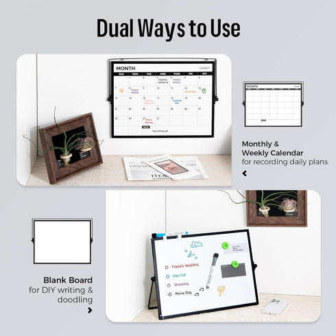 Loukin 17"x12" Magnetic Desktop Dry Erase Calendar with Stand, Reusable Planner Schedule for Desk, Office, Classroom