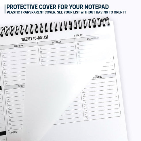 Weekly Planner To Do List Pad - 8.5x11" 52 Sheets Spiral - Desk Notepad with Multiple Sections, Undated Planning