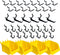 WallPeg Pegboard Bin & Peg Hook Assortment Set, 4 Yellow Bins with J, L, and Jumbo Style Hooks for Organizing