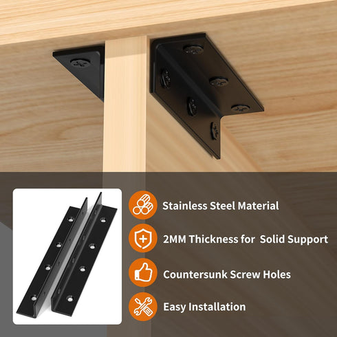 REDOVANT 25Pcs 3.15 0.78 80MM 3Inch Stainless Steel Angle Brackets, x Heavy Duty Corner Brace for Wood, Black Shelf