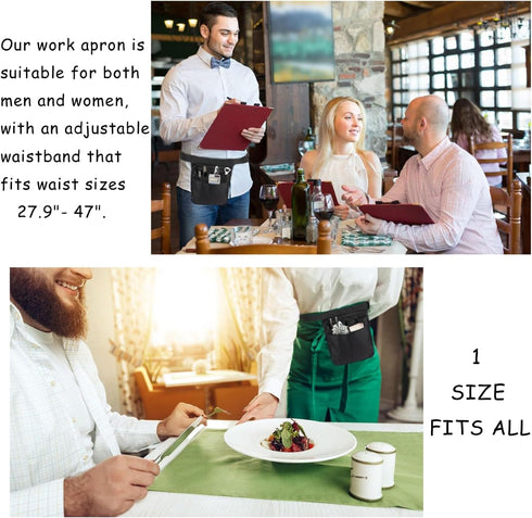 1PC 9.84x7.32Inch Pack Server Apron, Restaurant Waitress Accessories Bag Adjustable Belt Utility Waist Multi