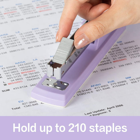 Deli Desktop Stapler - Office Stapler with 25 Sheet Capacity, Includes 1000 Staples and Staple Remover (Purple)