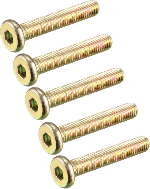 uxcell M6 x 35mm Full Thread Hexagon Socket Round Head Screws Bolts, Bronze Tone, 5 Pcs