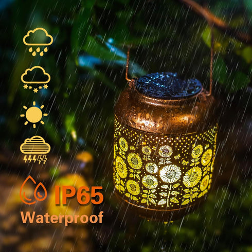 Mothers Day Gifts for Mom Sunflower Solar Lanterns Outdoor Waterproof Hanging Solar Lights Sunflower Gifts for Women