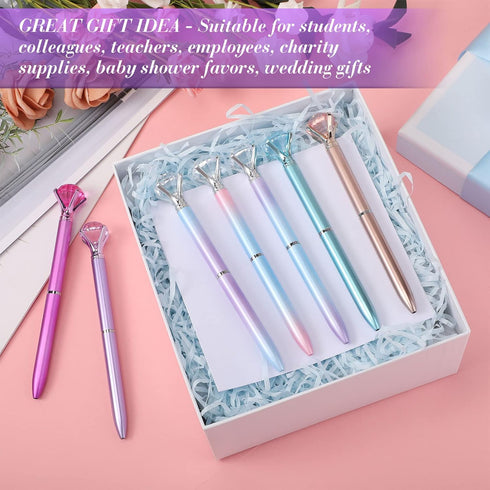 Sherr 100 Pack Big Crystal Diamond Pens: Cute Ballpoint Pens, Retractable Ballpoint with Rhinestones, Crystal Bling Gem