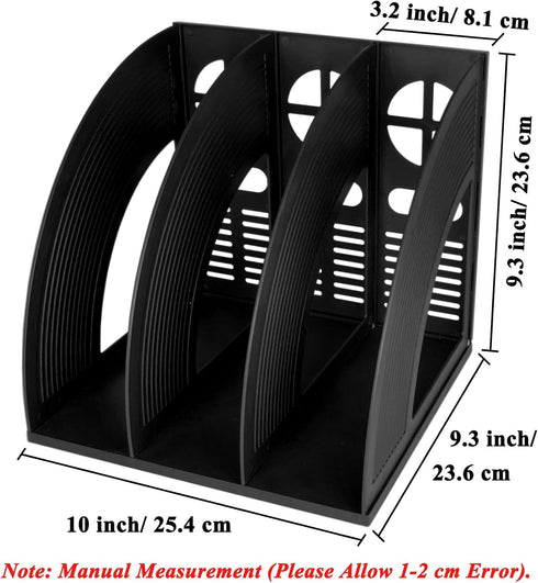 SAYEEC Magazine Holder Sturdy Binder Holder Desk File Sorter Plastic File Folder Organizer Stand Book Shelf Dividers Vertical Storage Rack Desktop Bookshelf Display Box for Office School Home (Black) by SAYEEC