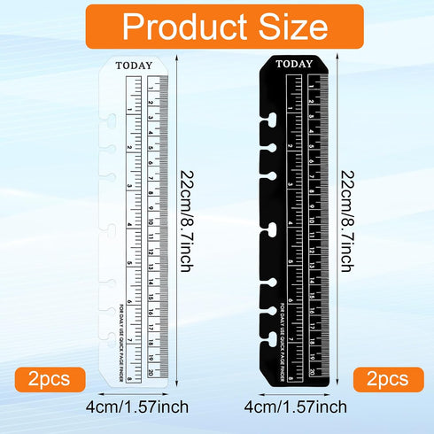 Skrfren 4 Pack A5 6 A5 Set 8.7x1.8 Inch, Holes Page Marker Ruler, Notebook Ruler Pouch Pagefinder Measuring Rulers