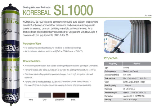 SL1000 ROSEROSA Koreseal Sealing Windows Perimeter Al Sausage Silicone Caulk Joints Between Windows and The Wall