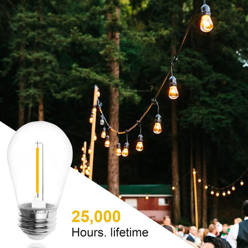S14 Bulbs 3V 2700K E26, 15-Pack Jslinter Energy-Efficient LED String Light Replacement - Solar-Powered, Shatterproof