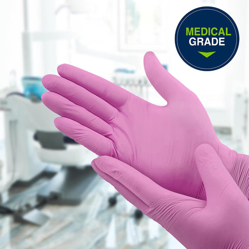 4.7 12" HALYARD PINK UNDERGUARD Nitrile Exam Gloves, Powder-Free, mil, Extended Cuff, Pink