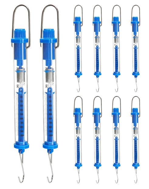 QWORK Spring Scale, 10 Pack, 10N Transparent Spring Balance Hanging Tube Spring Scale