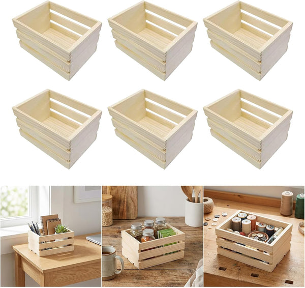 Vmohuyktx Rural Styles Pine Wood Miniature Box Decorative Storage Nesting Crates for Small Items Doll House Scene