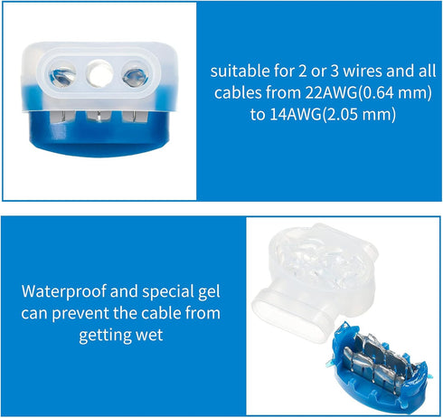 TOODOO 180 Pieces 3 Way Wire Connectors, Electrical IDC 314-box, Self-Stripping Pigtail Connectors for 22-14 AWG Cables