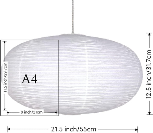 55.5cm(21.85in) large White Oblate Pendant Lamp Shade Chinses lantern Home Decor Paper Ceiling Lampshade