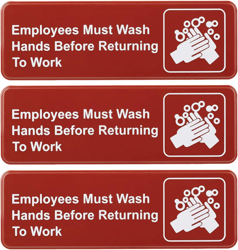 Excello Global Products Employees Must Wash Hands Before Returning to Work Sign - Pack of 3