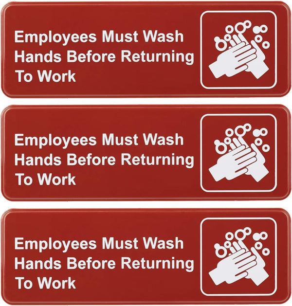 Excello Global Products Employees Must Wash Hands Before Returning to Work Sign - Pack of 3