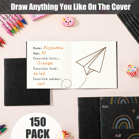 Thenshop 150 Pack Mini Notebooks, Bulk Small Unlined Journals, Pocket Blank Sketchbooks for Kids, Students, 4 x 4 Inch