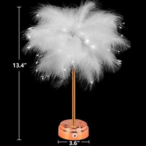 White Feather Lamp, LED Atmosphere Feather Night Lights, Bedside Lamps for Mother, Girlfriend, Home Girl Room, Wedding