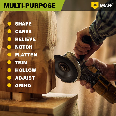 GRAFF Premium 4 Inch Wood Carving Disc for Angle Grinder, Shaping and Grinding Wheel for Wood and Plastic