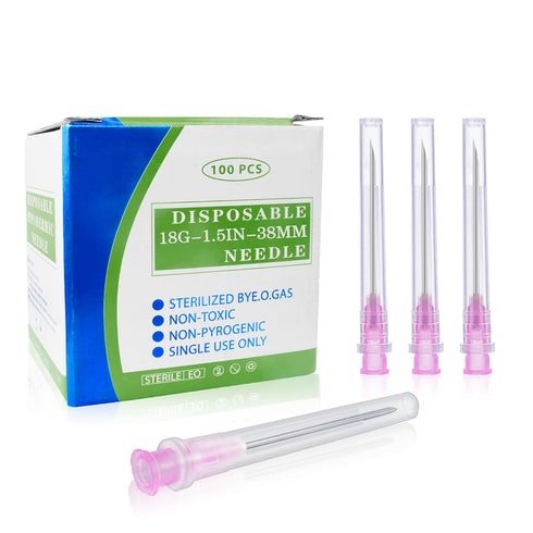100 Pack 18 Gauge 1.5 Inch Lab Accessories - Individually Sealed Supplies