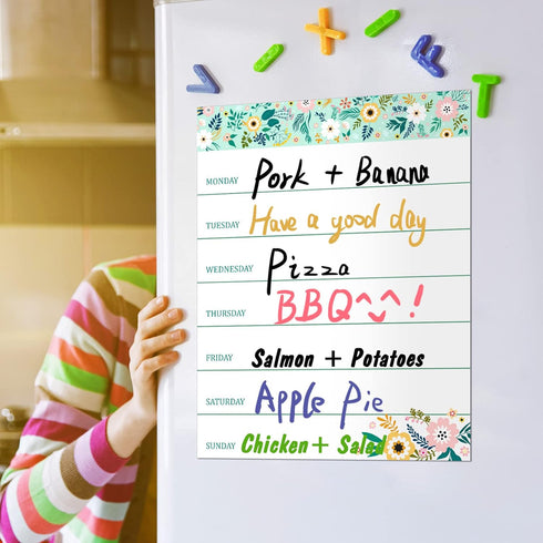 Outus 2 Pieces Magnetic Weekly Dry Erase Boards, Erasable Calendars with 2 Markers for Office, Home, School Supplies
