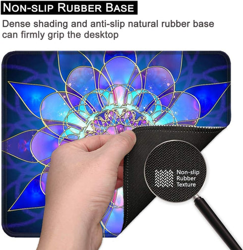 BOSOBO Gaming Mouse Pad - Rectangle Mandala Mouse Mat, Small Mousepad with Designs, Non-Slip Rubber Mouse Pad with
