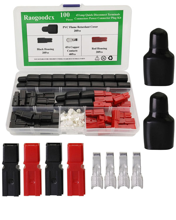 20 Pair 45A Quick Disconnect Terminals Connectors, Battery Connector Modular Power Connector with PVC Sleeve Cover