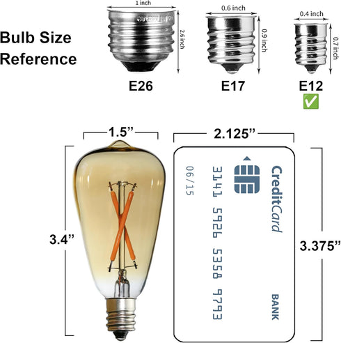 25watt Bulbs, ST38 Bulbs, 6pcs 2200K Repalcement Light Chandelier Wall Sconce Table Lamp Bedroom Living Room Restaurant