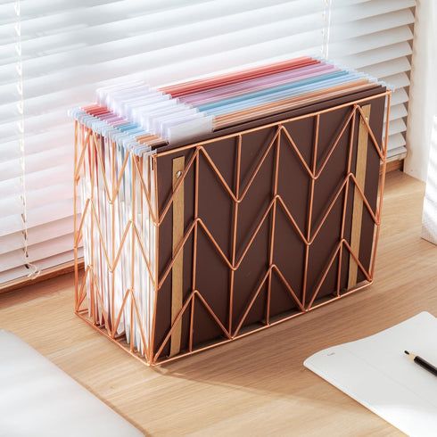 Y YOMA 6 Pack Extra Capacity Hanging File Folders with Handle, Cute Pink Accordion Decorative Folder with 1/5-Cut