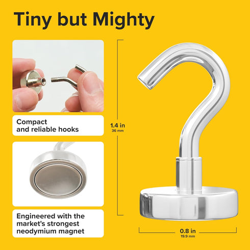 X-Bet Magnetic Hooks 40 LBS - Heavy Duty Neodymium Hooks for Cruise Cabins, Strong Magnet Hooks for Hanging on