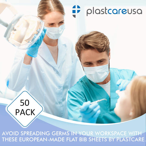 13"x18" 3 PlastCare USA Disposable Dental Bibs - Ply Waterproof Tattoo Bib Sheet for Patients - Dentist or Medical Tray