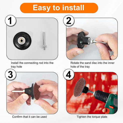 54pcs Set 1" 1/4" 36/60/80/120/240 HARFINGTON Quick Change Discs Roll Lock Sanding Discs with Shank Pad Holder Grit