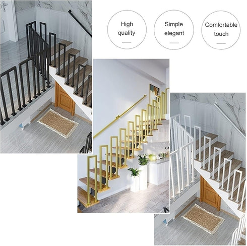 PAUANI Fence(Black-U,35CM(1.41FT)) Stairs Railing Handrails Kit - Metal Deck Railing - U/M Type Stairs Handrail, Safety