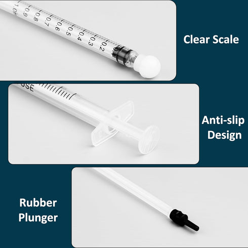 30Pack 1ml/cc Liquid Measuring Syringe with Caps - Individually Sterile Sealed Syringes Tools for Labs, Feeding, Jello