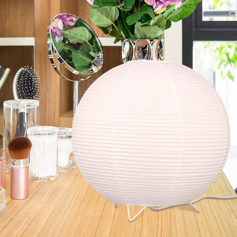 9.8"x9.8"Inch) Lurrose Rice Paper Lamp Desk Floor Lantern Nightstand Bedside Smalll Lamps for Bedroom Living Room