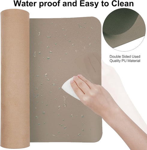 Boutilon Leather Mouse Pad - Extended Non-Slip Desk Pad for Keyboard and Mouse, 24"x14" (S-Champagne)