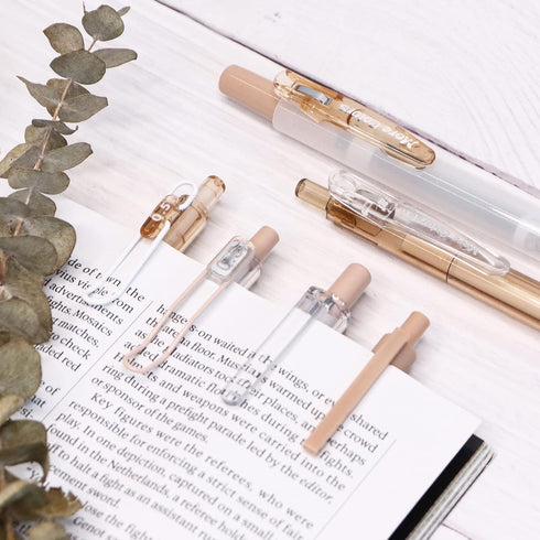 Buqoo 5 Pack Gel Pens Set with 0.5mm Fine Points - Retractable Gel Ink Pens in Various Styles with 1 Highlighter for