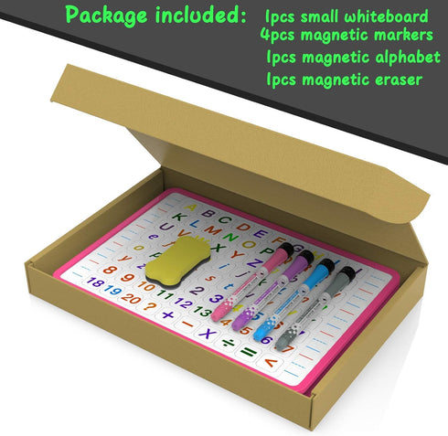 Small Dry Erase White Board with Stand, Double Sided for Kids, Portable Mini Whiteboard with Lines & Holder