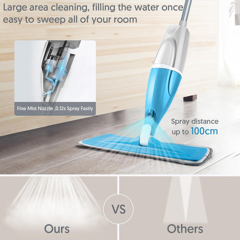 3 Commercial Spray Wet Mops for Floors Cleaning - EXEGO Floor Flat Mops Refillable with Washable Pads for Swiffer