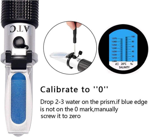 VGVGV 0-10% 1.000-1.070 Brix Refractometer, Seawater Refractometer ATC Salinity Salt Specific Gravity Seawater