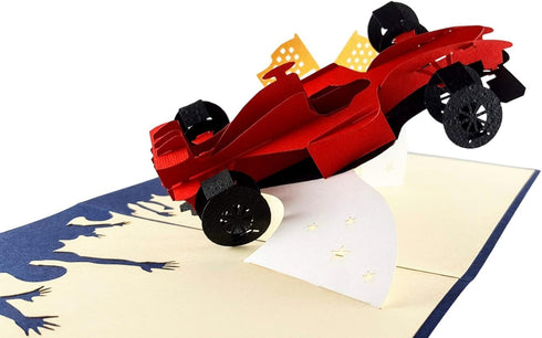 iGifts And Cards Formula One 1 Racer 3D Pop Up Greeting Card - Car Racing, F1, Checkered Flag, Grand Prix, Happy