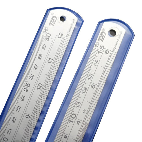 ZZTX Heavy Duty 100% Stainless Steel Ruler Set, 12 Inch + 6 Inch Metal Rulers Kit for Easy Measurements