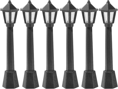 SEWACC Mini Street Light Models, 6pcs Miniature Street Lamp Decorative Pathway Lantern Post for Doll House Micro