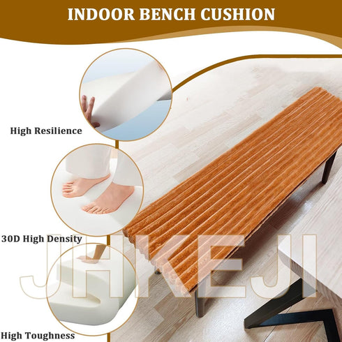 SUCADA 80x30cm, 5cm Settee 30D Indoor Bench Cushion Orange Long Dining Bench Cushions for Indoor Furniture, Thick