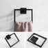 Hand Towel Holder for Bathroom, Matte Black Square Wall Mount Towel Rings, SUS 304 Stainless Steel Shower Hanger