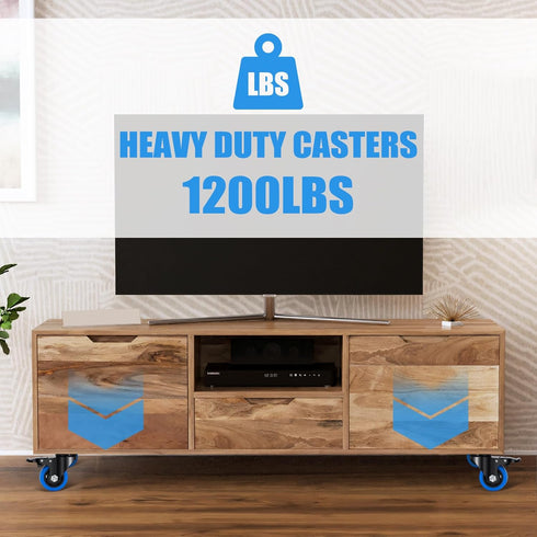 Casters Wheel 3 Inch Set of 4, 1200 Lbs Heavy Duty Dual Locking Industrial Swivel Casters